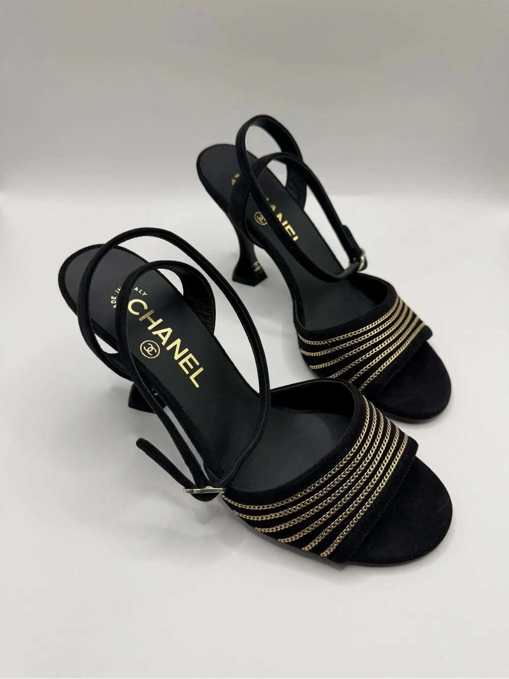 CHANEL black suede